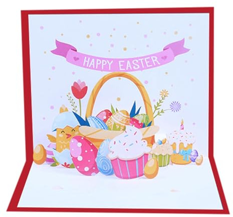 Cartes de Pâques pop-up 3D pour enfants, souvenir du printemps heureux, accessoires de célébration, sculpture en papier, enveloppe incluse pour les anniversaires