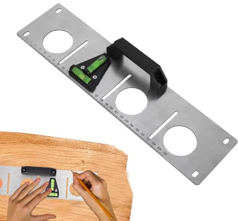 Straight Edge Ruler - Stainless Steel Slotted Wire Drawing Gadgets For Hole Measuring,Leveling Ruler Measuring Tool With Outlet Cutout For Socket
