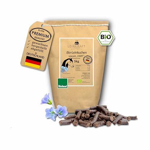 Leinkraft Bio Leinkuchen Fest 5kg Pferde Leckerli Pellets Sticks von Leinkraft | 100% Deutscher Bio-Leinsaat - schonend kaltgepresst