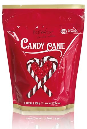 Italwax Winter Kollektion - Candy Cane - 500g Waxing Perlen für Haarentfernung – Synthetische Formulierung ideal für empfindliche Haut - Empfohlen für Bikinizone und Achseln