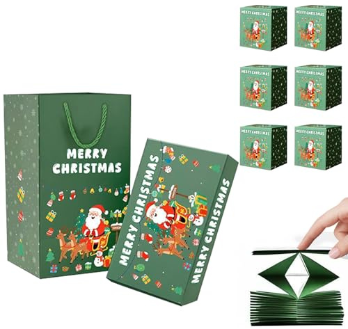 Surprise Gift Box Explosion for Money, Merry Christmas Folding Bouncing Gift Boxes, Pop-Up Money Explosion Gift Box for Birthday, Anniversary, Valentine, Proposal (Green, 6 count (Pack of 1))