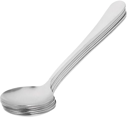 Baluue Cuillères à Soupe Rondes Argenté Design Unique Ensemble de 6 en Acier Inoxydable Surface Lisse et Portable Cuisine Service à Table