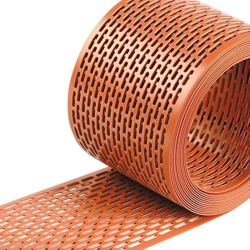 5m Traufgitter Lüftungsgitter Lüftungsband Dach Vogelschutzgitter Vogelschutz 100mm oder 80mm (80mm, Ziegelrot)