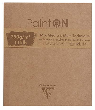 Clairefontaine 975175C Block Paint'On (50 Blatt, kopfseitig geleimt, 250g, 13,3 x 15,7cm) 1 Stück farbig sortiert