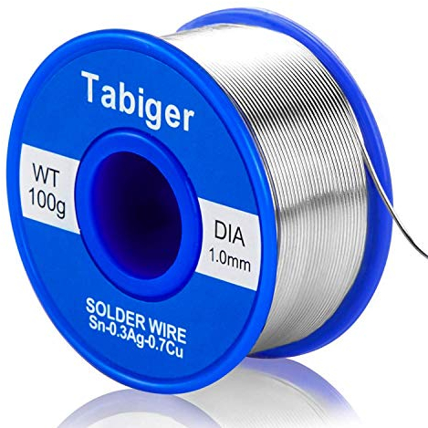 Tabiger Lötzinn, Bleifreies Lot Lötdraht mit Kolophonium Kern (Rosin Core Solder) 97Sn-2Rosin-0.7Cu-0.3Ag, 1.0mm, 100g