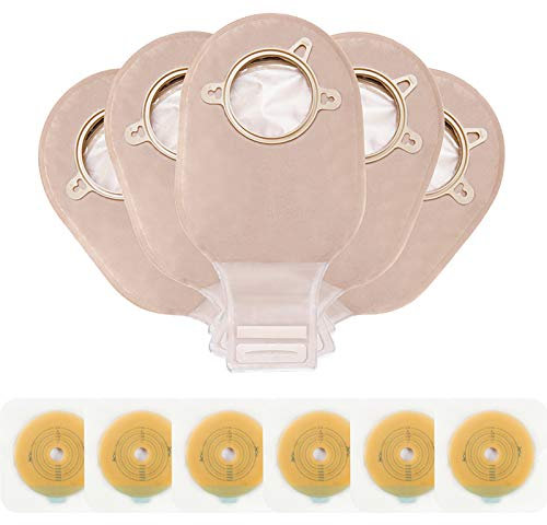 Ouchan - Bolsa de dos piezas para la ostomía, con tarjeta de medida, cuidado del estoma de la colostomía, corte a medida, aprobado por la FDA. BD17141, Two Piece With Closure 15PCS, 100