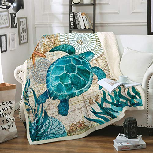 Morbuy Coperta in Microfibra Morbida, Super Calda 3D Flanella Viaggio Picnic Coperta Leggero Camera Biancheria da Letto Divano Piccola (150x200cm,Tartaruga)