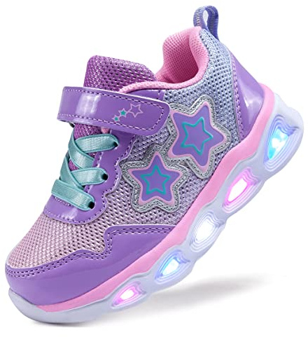SINOSKY Toddler Girls Led Shoes Kids Light Up Sneakers (9 Toddler,Lilac)