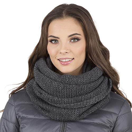 Vivisence Inviernales De Las Mujeres Bufanda Redonda Elegante Con Corte Clásico Hecha De Hilo Cálido Para Damas Ideal Para Los Días Fríos De Invierno Perfecta Para Cada, Gris Oscuro,Talla Única