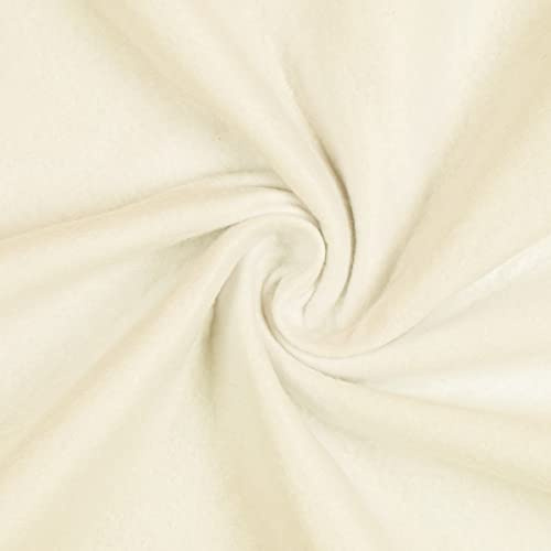 Mondo Tessuti - Tagli di Tessuto Panno Lenci - Feltro 1mm - Disponibile in Diversi Formati e ben 60 Colori (50X190CM, PANNA)