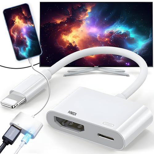 Retoo Adaptador HDMI para teléfono 13/13 Pro/12/11/X/XR/XS/8P/8/7P/7/Pad Air Adaptador HDMI Full HD 1080p Plug and Play Adaptador AV Digital Conector de Audio y Video Cable HDMI Pantalla a TV