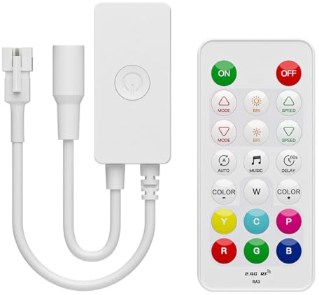 BTF-LIGHTING SP648E SPI RGB 2,4Ghz Blue-tooth LED Controller | Kompatibel mit WS2812B WS2811 FCOB SPI RGB DC5V/DC12V/DC24V Arbeit mit 2.4G RF Remote/APP Kontrol Musik Modus