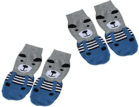 POPETPOP 4stücke Anti-rutsch Socken Für Hunde Baumwollsocken Mit Cartoon-Motiven Haustiersocken Strapazierfähig Warm Gestrickt Für Hunde Und Welpen
