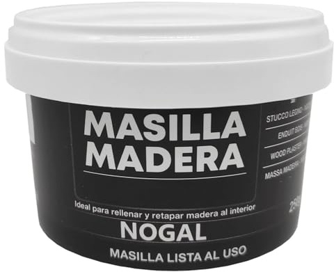 Masilla para madera de relleno y acabados para tapar fisuras, grietas, agujeros en muebles o sillas, uso interior para profesionales, lista para uso inmediato, 250g (Nogal)