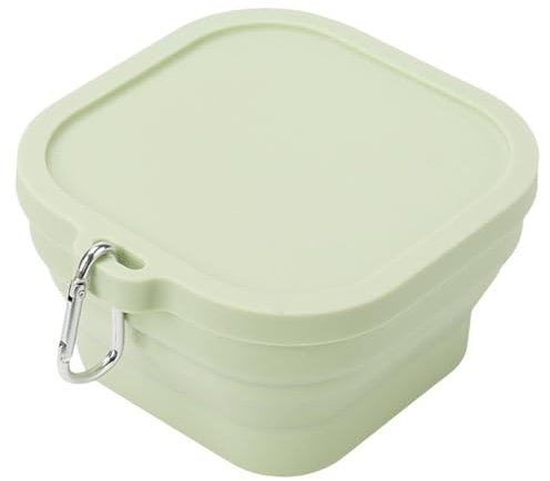 Cuenco plegable de silicona, cuencos portátiles para acampar | Cuencos plegables de silicona antideslizantes,Contenedores de comida portátiles cuadrados, caja de almacenamiento de alimentos con gancho