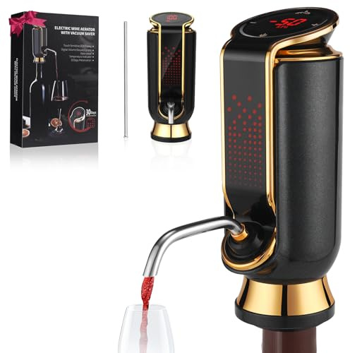 BLUBYEES Lujoso aireador de vino eléctrico 4 en 1, decantador, dispensador y ahorrador de vacío con pantalla LED, regalo para mujeres y amantes del vino