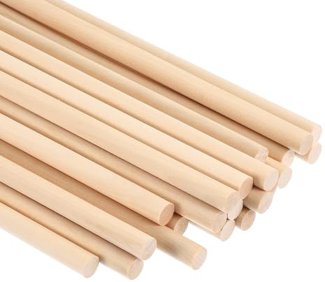 PATIKIL 240pz 2/5x5,91 Pollici Asta in Legn Asta in Legno 10mm x 150mm | Bastone in Legno Tondi Non Finiti in Legno Duro, per Artigianato Fai Da Te Decorazione Casa