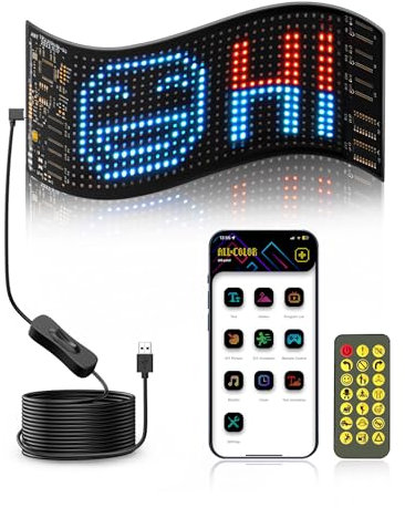 ZIMAOER LED Augen für LKW, Teufelsaugen Lichter für Autos, Flexibles LED-Display, Großes Programmierbares Schild Design (1er 7x17.3cm)