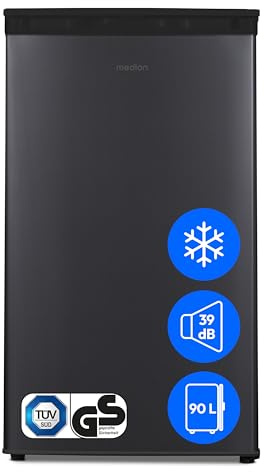 MEDION Frigorífico con compartimento para hielo (compartimento frigorífico de 80L, compartimento para hielo de 10L, cajón para verduras, independiente, bisagra de puerta intercambiable