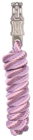 Merauno® Führstrick für Pferd - Anbindestrick in verschiedenen stylischen Designs, Führleine, Anbindeseil Pony, Esel, Ziege mit Panikhaken (Rosa, Violett)