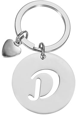 PATIKIL Porte-Clés Initiale Lettre, Breloques en Acier Inoxydable Charme Lettre, Porte-Clés Métal Alphabet Anneau pour Clef Voiture Sac à Main Dos Portefeuille
