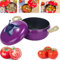 Enamel Cast Iron Stock Pot Tomato Cocotte, Nonstick Soup Pot Pasta Can, Vegetable Shaped Pot, Multifunction Cooking Pot with Handles, for Stewing Poaching Frying (Eggplants,Soup pot)