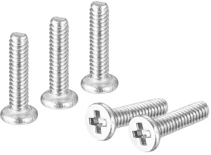 QUARKZMAN M1.2-0.25 X 5Mm 20Pcs Tornillos de Cabeza Redonda Plana de Acero Inoxidable 304 con Ranura Phillips Tornillos de Máquina para Conexión de Muebles