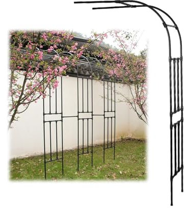 KKTX Half Garden Arch - Garden Arbor Trellis Wall Wedding Archway Arcs de Soutien en Acier Lourd en Acier, pour la Plante d'escalade Rose.Black,220x240cm