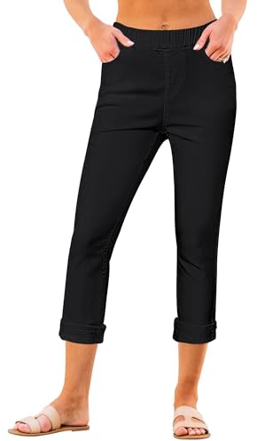 Roskiky Pull On Capri Legging pour femme Jean skinny taille haute pour femme Jeggings en denim stretch, L