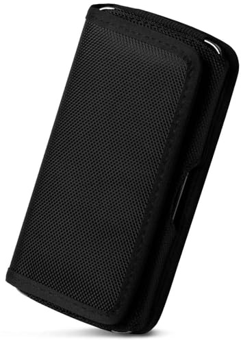 moex Mesh Case für iPhone 16 Gürteltasche mit Klettverschluss horizontal, Handy Holster mit Gürtelclip Robustes Nylon, Handytasche quer mit Halterung für Gürtel, Schwarz