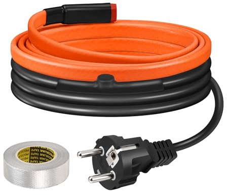 Heizkabel mit Thermostat, BDDFOTO 25 W/m Selbstregulierendes Heizband Frostschutz, Heizdraht IP65 Wasserdicht Zum Schutz von Wasserleitungen, Dachrinnen und Weidetränken, 1 m