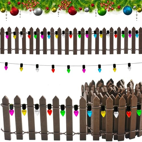 Natale Mini Recinzione per Giardino,100 X 5CM Recinto per Albero di Natale,Mini Staccionata in Legno Recinzione in Miniatura per Decorazione Ornamenti Pianta Vasi Bonsai delle Bambole