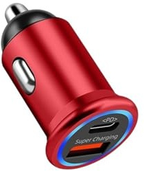 Retractable Car Charger Car Cigarette Lighter Charger Metal Body with Ambient Light 85W PD30W/QC3.0 Super Fast Charge Dual Ports Charging(RED)