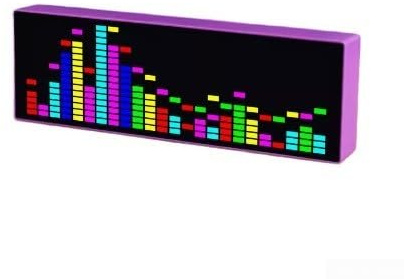 Yuanpgky Orologio a LED con spettro musicale con indicatore di livello attivato dal suono, 384 LED colorati, controllo vocale e modalità cavo audio, sensibilità regolabile (viola)