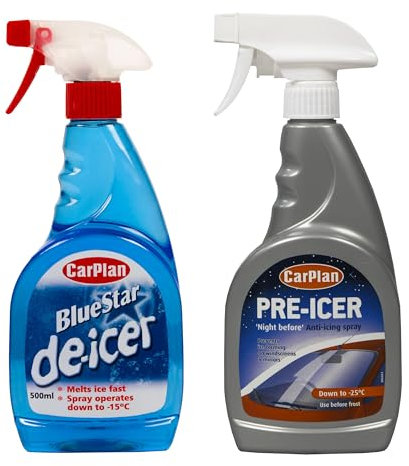 Carplan Pre Icer Spray 500ml and De Icer Spray 500ml Bundle - Winter Car Care Kit