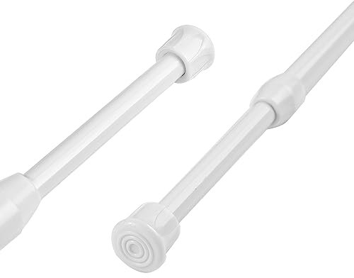 Aluminium Extendable Telescopic Net Voile Shower Curtain Tension Rod Pole Bath Closet Door Window Curtain Rail White 135-240cm, Diameter 2.2cm