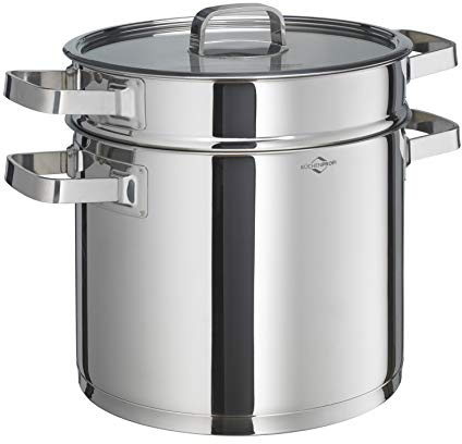 Küchenprofi Kochtopf Mit Pastaeinsatz San Remo-Kp2390012822/grau | Kochtopf Ø 22 cm, rostfrei, wärmeisolierende Griffe, Innenskala bis 6 L, Pastaeinsatz