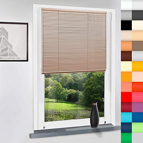 Aluminium Jalousie nach Maß, Endloskette, Kette, Monocomando, Maßanfertigung, für Fenster und Türen, Alu, Fenster, Klemmfix ohne Bohren (Zartrosa, Höhe: 160cm x Breite: 40cm)