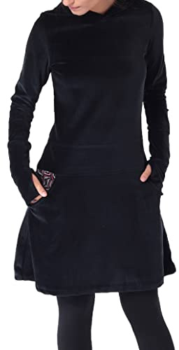 PUREWONDER Kleid aus Samt mit Zipfelkapuze Elfenkleid dr137 Schwarz S
