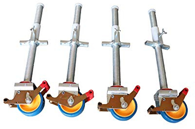 AC Steigtechnik Gerüstrollen 125 mm mit Stahlspindel, doppelt gebremst, lotrecht stehend, Set mit 4 Stück, passend zu verschiedenen Herstellern