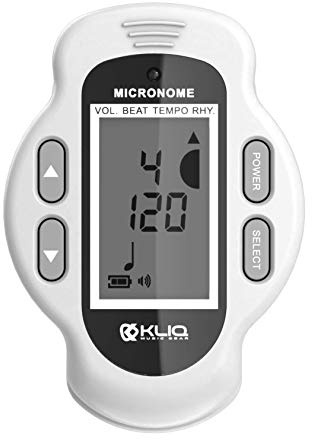 KLIQ MicroNome - Mini Rechargeable Digital Metronome - with Speaker (Digital Volume, Beat and Tempo Adjustment) Designed for use with Piano, Guitar, Saxophone, Flute, Violin, Drum (White)