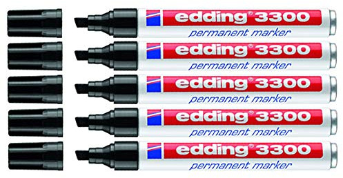 edding Permanentmarker edding 3300, nachfüllbar, 1-5 mm (5x schwarz)
