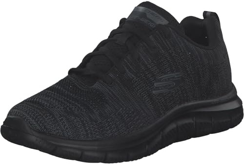Skechers herr Skechers herr träningssko front löpare snörning sneaker, Svart/Svart, 47.5 EU