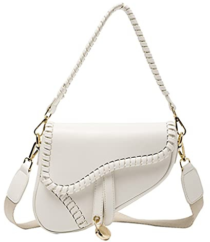 Purfanree Trendig damkuvertväska, sadelväska, axelväska, handväska, underarms handväska, skolväska, crossbody-väska, Vitt, onesize