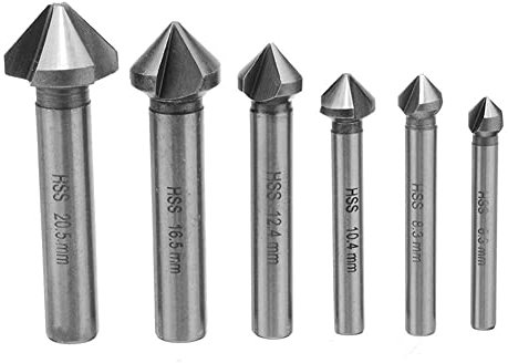 Rundschaft 6 stücke 3 Flöte 90 Grad HSS Fase Fasenfräser Schaftfräser Werkzeug Senker Bohrer Set 6,3-20,5 MM