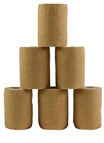 1/3/6 Haftbandagen Größe+Farbe wählbar - selbsthaftende Bandage Fixierverband selbstklebend, Farbe:6 Stück | 7.5 cm | beige