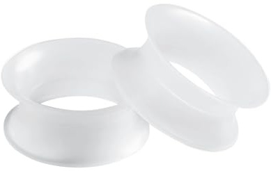 Homxi 2er Set Ohr Tunnel 10mm Set,Tunnels Silikon 00G Ohrringe Plug Herren Hoop Set Tunnel Weiß