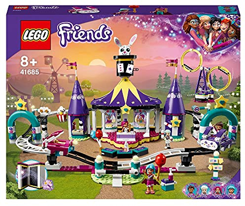 LEGO 41685 Friends Magic Fairground Roller Coaster, Leisure and Amusement Park with Magic Tricks for Children, Toy