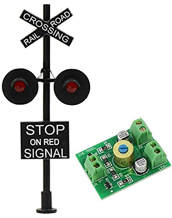 Evemodel 1 Set Gauge H0 1:87 Level Crossing Signal Stop on red 2 Lights + Circuit Board Indicators