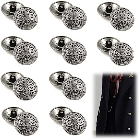 XCSJ 20 Stück Knöpfe Metall Vintage Metallknöpfe Ösenknöpfe Vintage Antike Blazer Knöpfe Rund Metallknöpfe für Mantel, Blazer,Hemd, Jacke,Uniform (Schwarz)